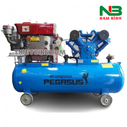MÁY NÉN KHÍ ĐẦU NỔ CHẠY DIESEL PEGASUS 10HP 330L, 12.5 BAR